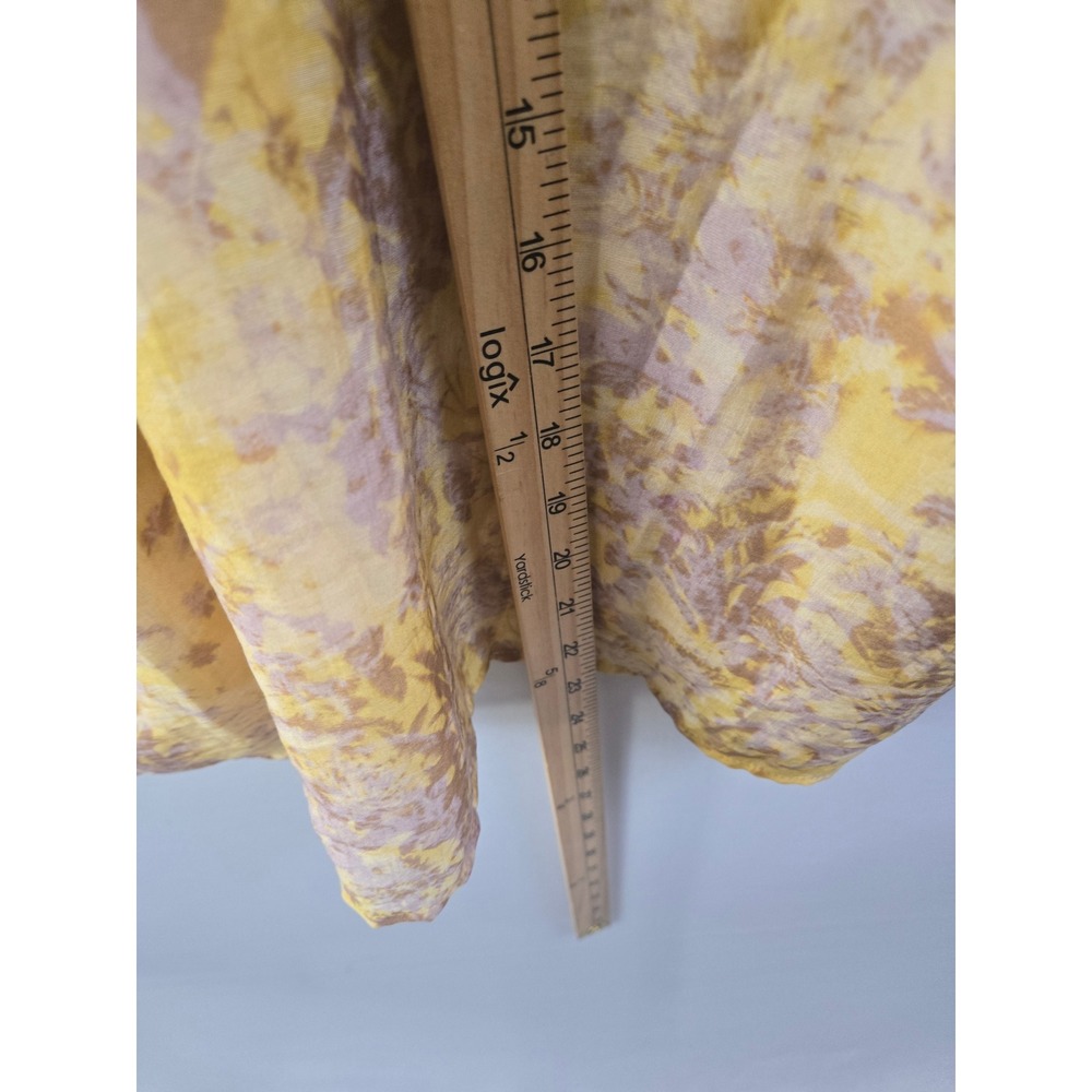 Melloday Yellow Floral V-Neck Blouse Top XL Cottegecore Boho Lagenlook Fairy - Picture 5 of 8